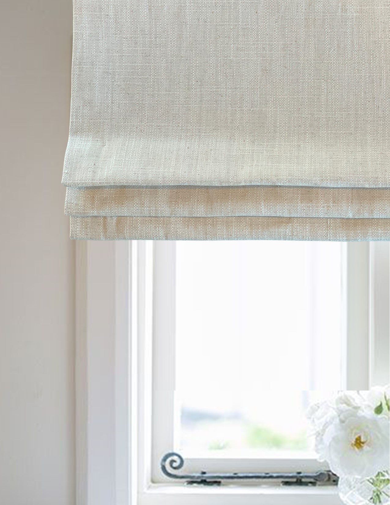 Faux Roman Shade Valance in Premium Natural or White Cotton Linen, Custom Made, Fully Lined