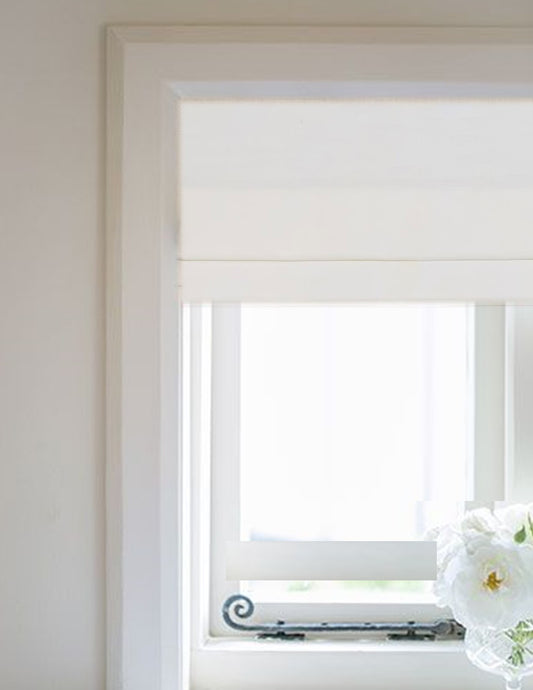 Modern Single Fold Valance in White Slub Linen, Fully Lined, Fully Custom Made