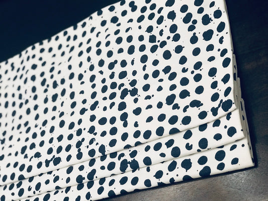 Faux Roman Shade Valance in Pebbles Navy Blue & White Print, Fully Lined Custom Made Modern Kitchen Valance Polka Dot