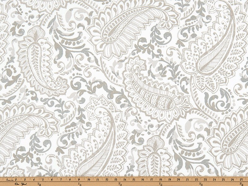 Faux Roman Shade Valance in Blue and White Floral Paisley Print, or Gray, Ecru and White Floral Paisley, Custom Made, Fully Lined Valance