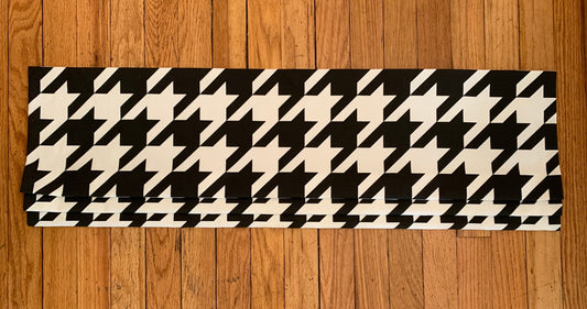 Faux Roman Shade Valance in Modern Black & White Jumbo Houndstooth Print, Premium Cotton Linen, Fully Lined, Custom Made Valance
