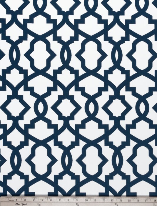 Faux Roman Shade Valance in Navy and White Lattice Print, Fully Lined, 100% Cotton,  Custom Made Valance, Curtains, Sheffield Print