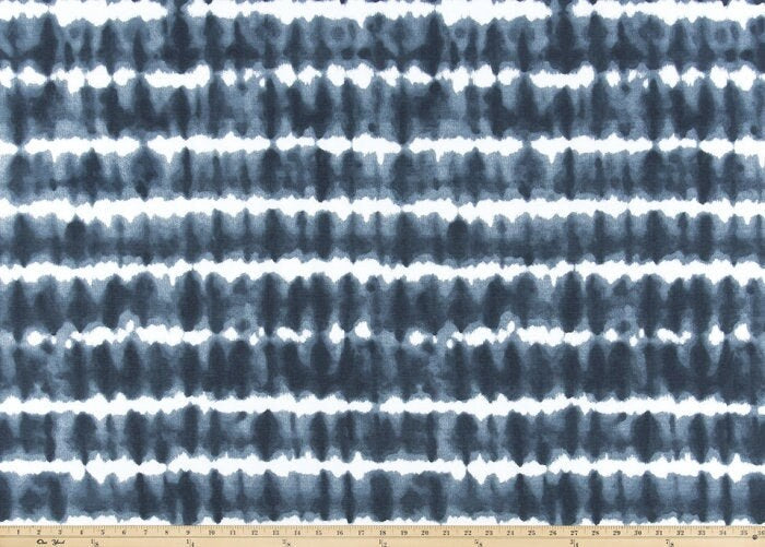 Faux Roman Shade Valance in Blue and White Tie Dye Style Stripe, Fully Lined, Custom Made, Modern Kitchen Fake Roman Valance