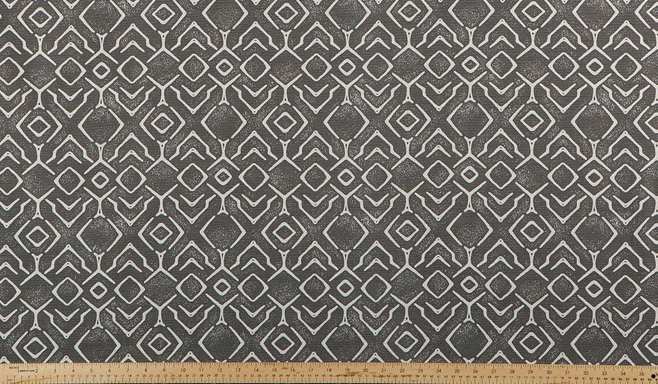 Straight Custom Valance in Grey and Natural Geometric Graphic Print on Premium Cotton Linen, Fully Lined, Custom Made Valance, Curtains