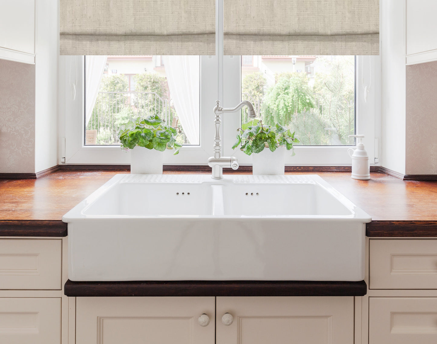 Modern Single Fold Roman Valance in Natural Linen Cotton, Fully Lined, Custom Made Window Treatments, Faux Roman Shade Valance Cotton Linen